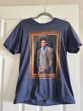 Men's Navy Graphic Tee with Kramer Seinfeld portrait